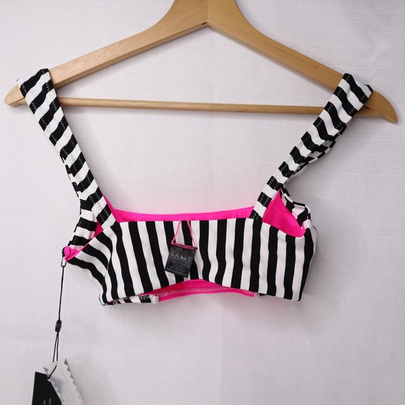 Same Los Angeles bikini top size small neon pink black white nwt Luxury swimwear - Picture 4 of 6